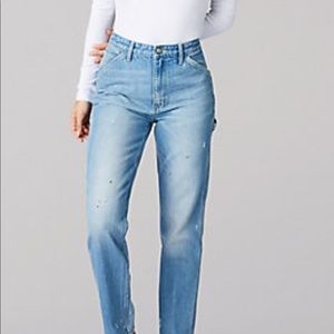 Vintage Modern High Rise Dungaree Ankle Authentic Fade